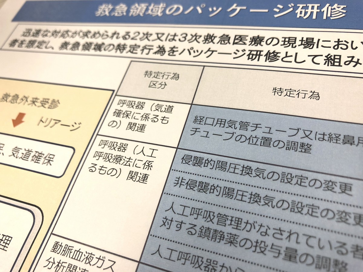 厚生労働省が示した救急領域の特定行為パッケージ研修案